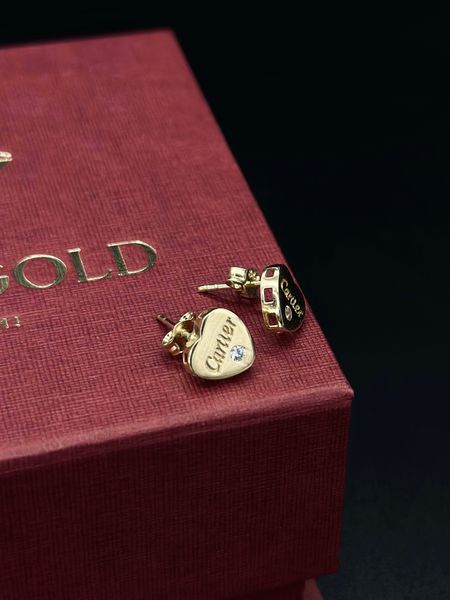 Жіночі золоті сережки "Серце" з фіанітом 585 проби 0016-1 фото