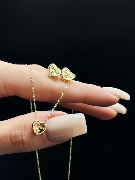 Жіночі золоті сережки "Серце" з фіанітом 585 проби 0016-1 фото