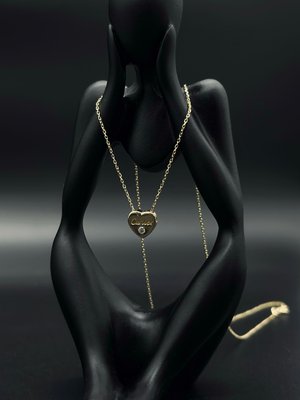 Женская золотая цепочка с подвеской "Сердце" з фианитом 585 пробы 0016 фото